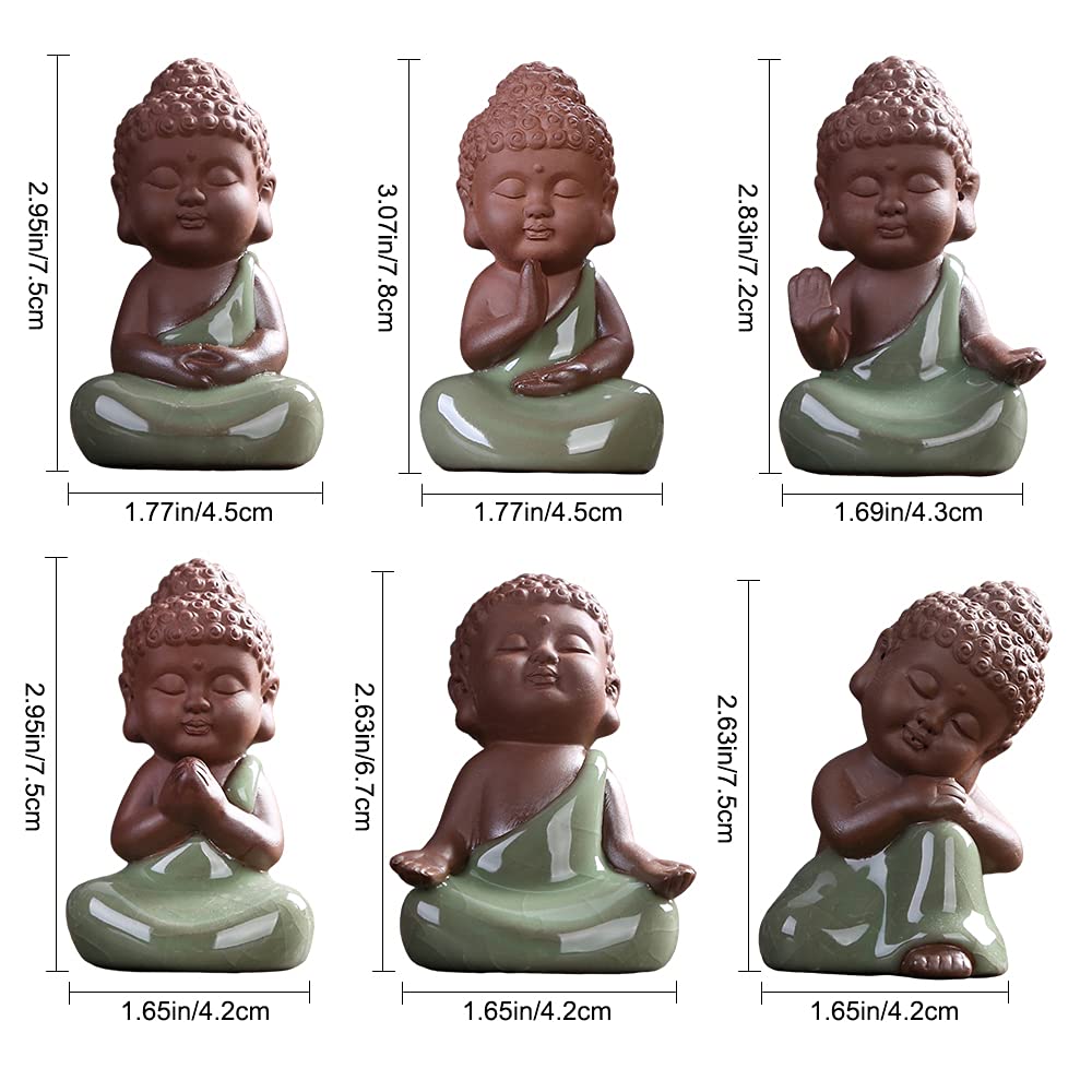 Ceramic Tiny Cute Baby Buddha Statue Monk Figurine for Home Decoration Zen Decor Peaceful Rulai Figurine (D)