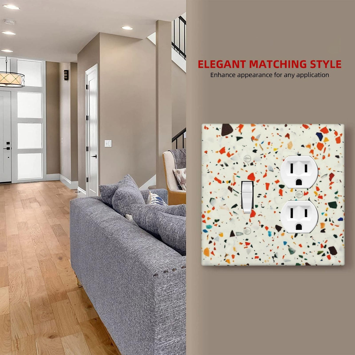 Beige.Cream Yellow Terrazzo Marble 2 Gang 1 Toggle (Beige.Cream Yellow Terrazzo Marble / 1-Toggle/Duplex Combo)