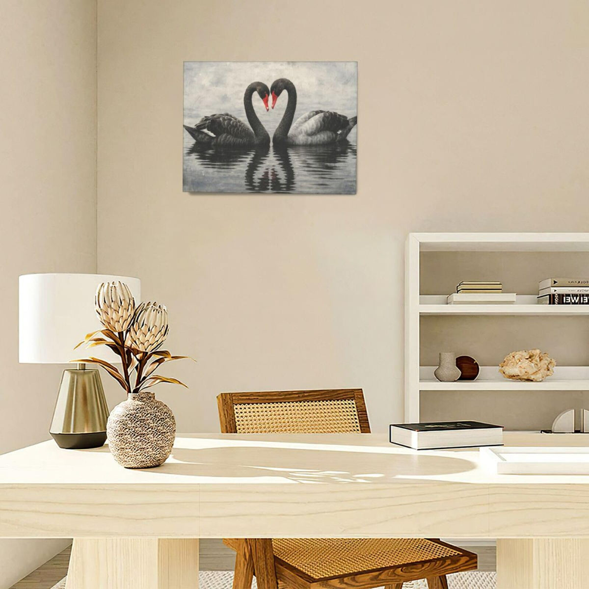 Black Swan Wall Art Vintage Canvas Wall Decor Swan Aesthetics Art Retro Pictures Painting Artwork Framed Decoration for Living Room Bedroom Bathroom Dining Room Office 12"x16" (Swan / 16L"×12W")