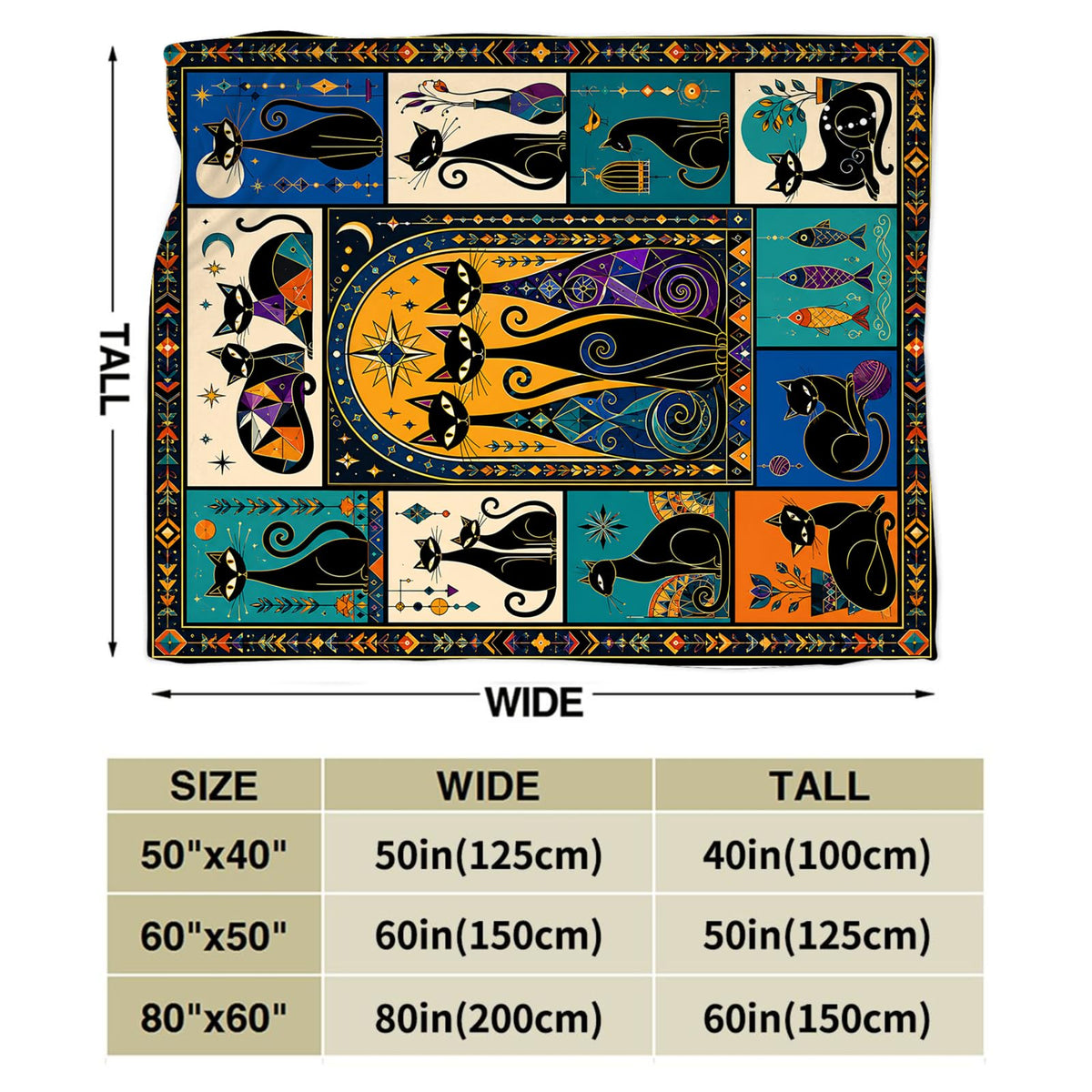 Black Cat Blanket (50"x60" / Celestial Cat)