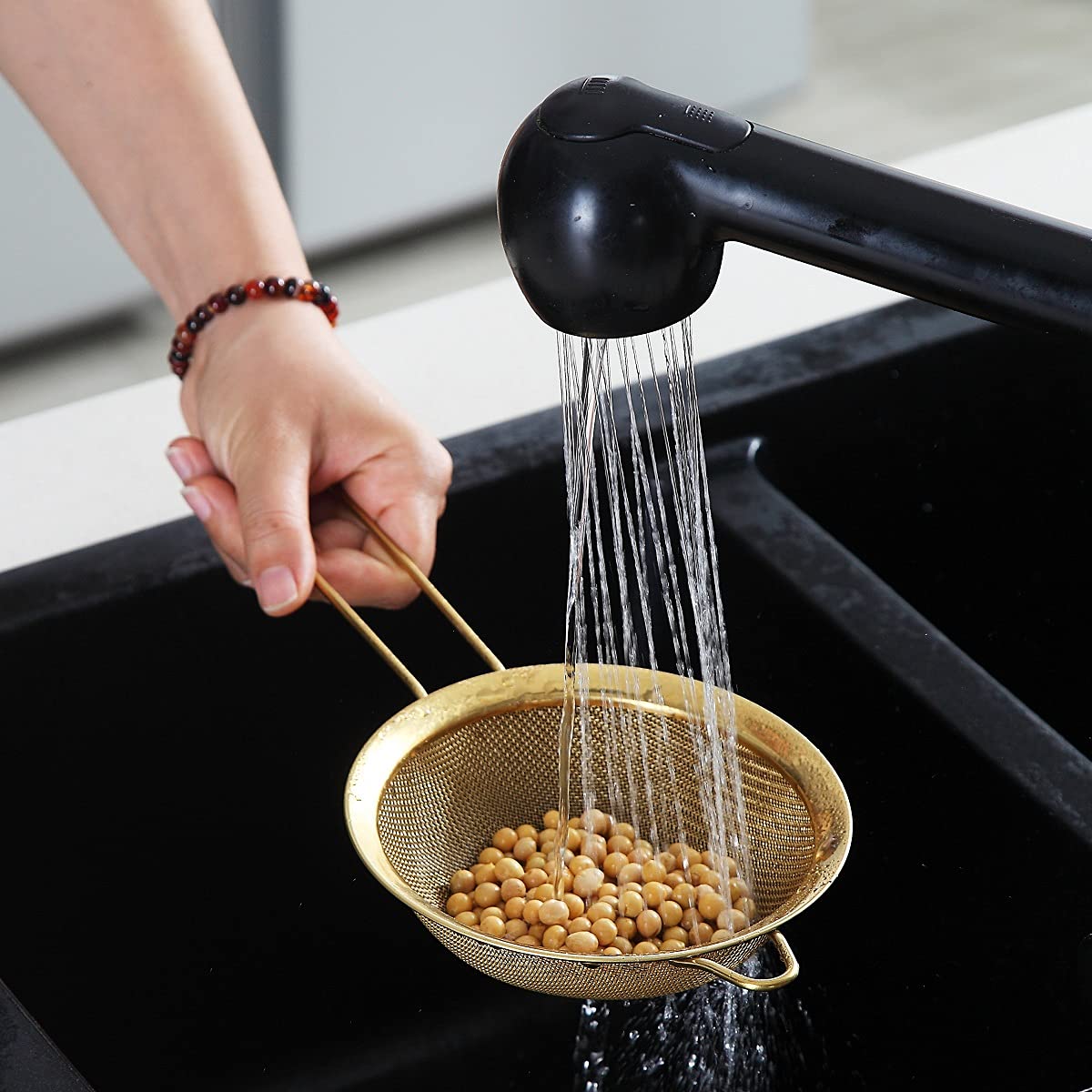 Gold Fine Mesh Strainer 3 Pieces Set (Gold)