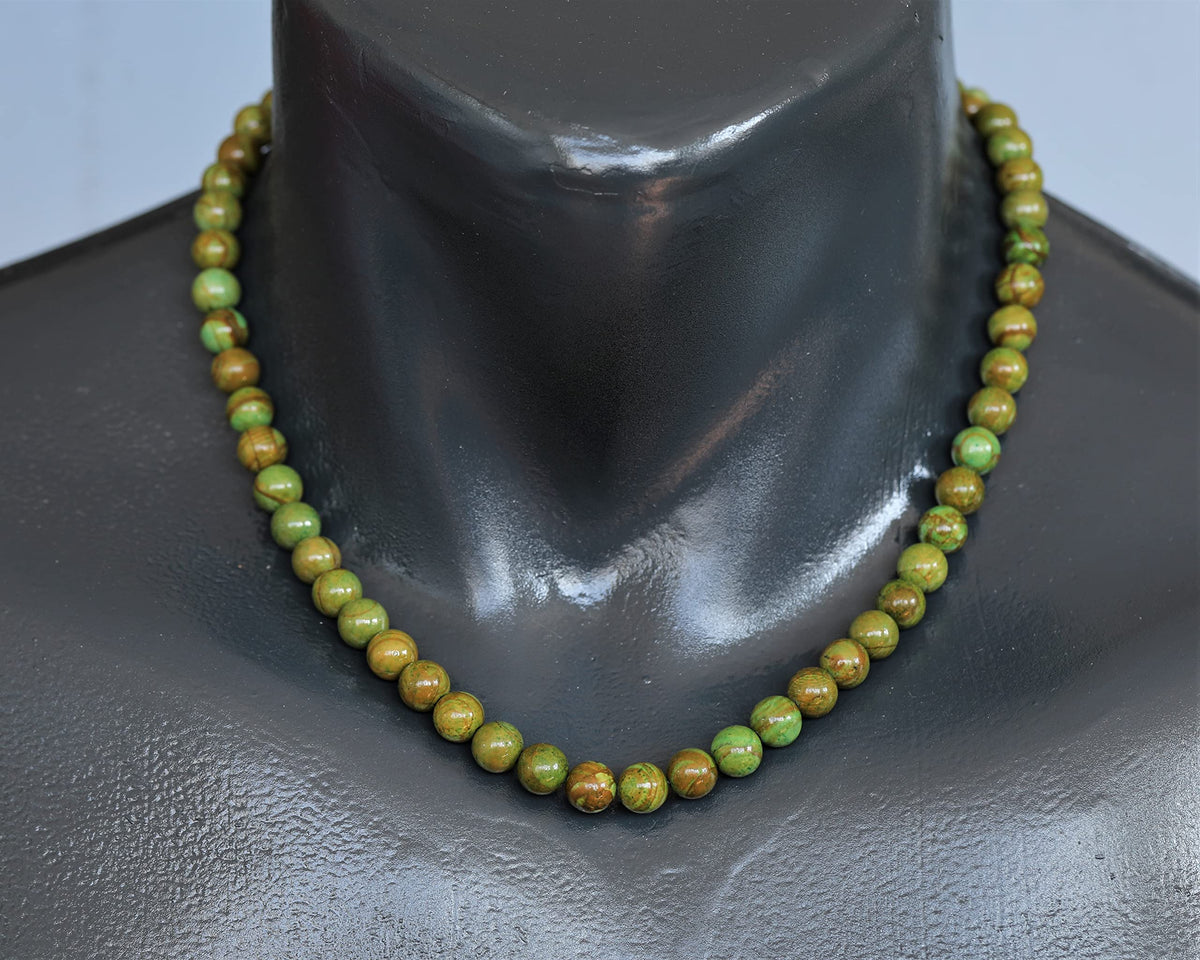 Natural Green Jasper Beaded Choker Necklace (Green Jasper / 14 Inches)