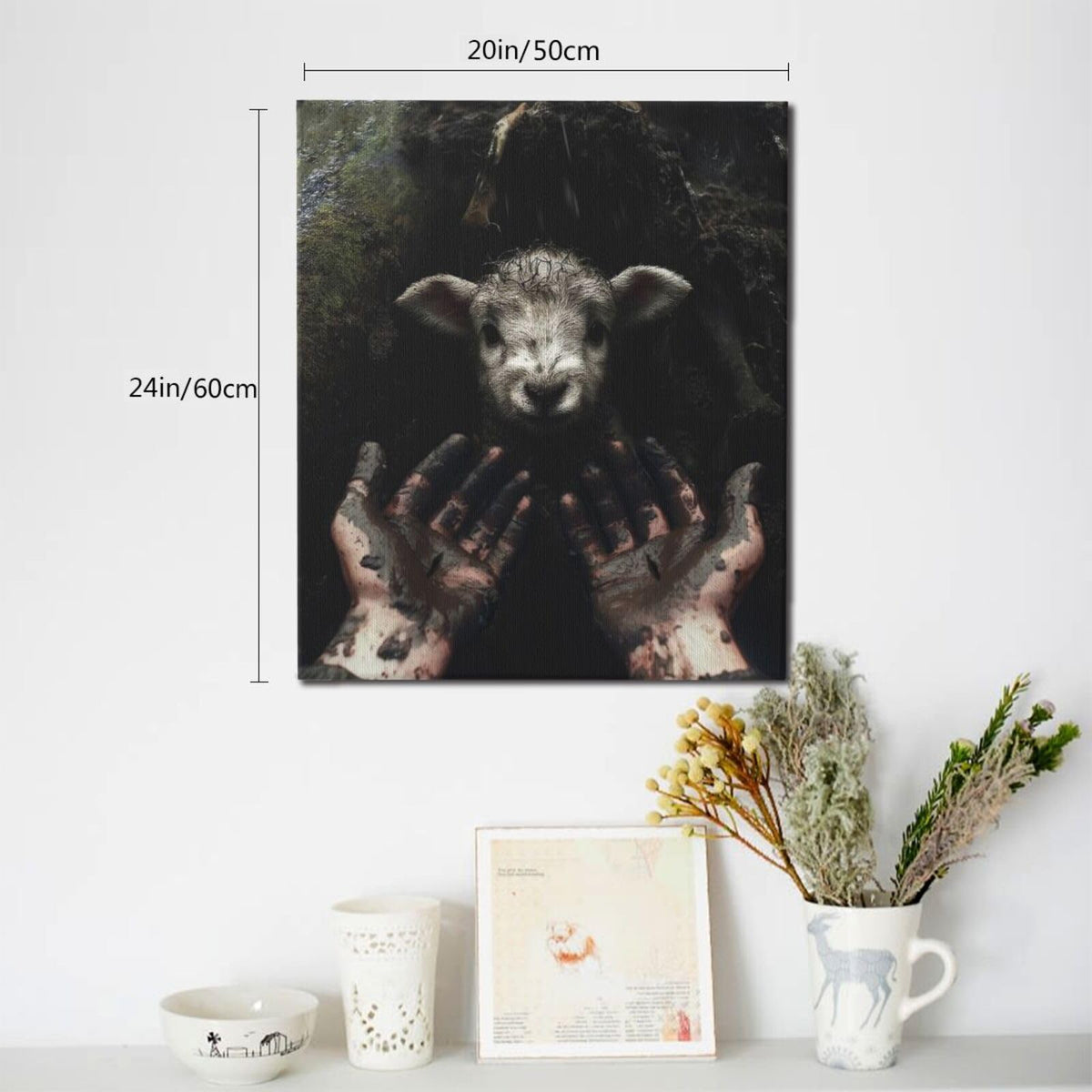 Jesus Lamb Wall Art Christian Canvas Wall Decor Religious Bible Pictures Christ Paintings Prints Artwork Framed Decorations For Church Prayer Room Bathroom Bedroom Living Room Gifts 20" x 24" (Lamb / 24"L x 20"W)