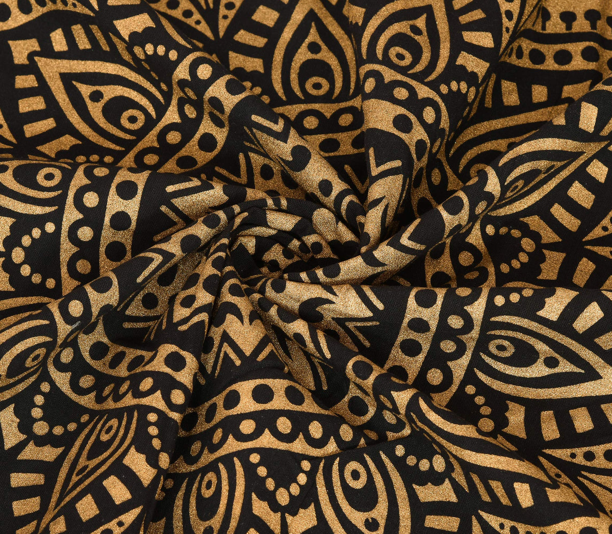 Ombre Wall Hanging Bohemian Tapestry (Black Gold / 60"L x 54"W)