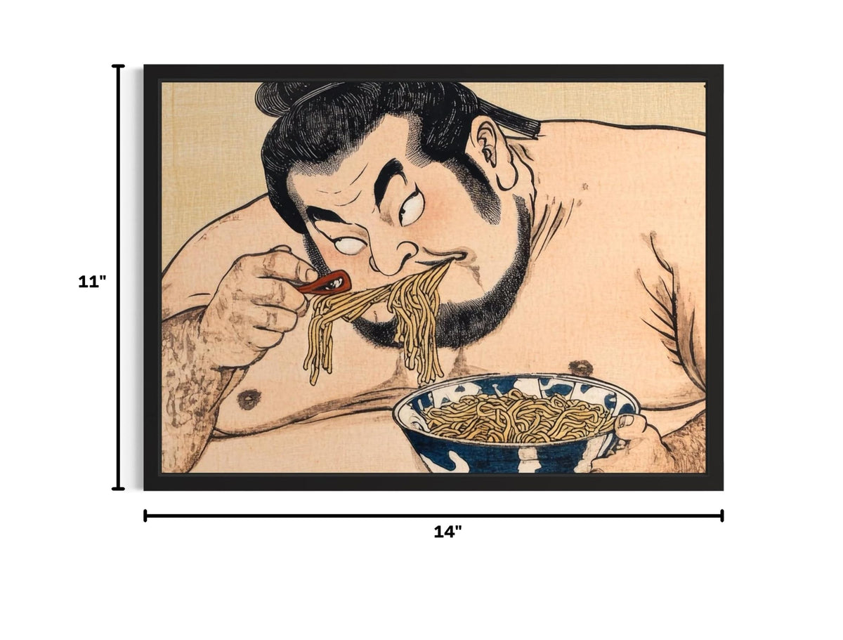 Sumo Wrestler Eating Unframed Wall Art Print Poster (Sumo Wrestler Eating / 14"L x 11"W)