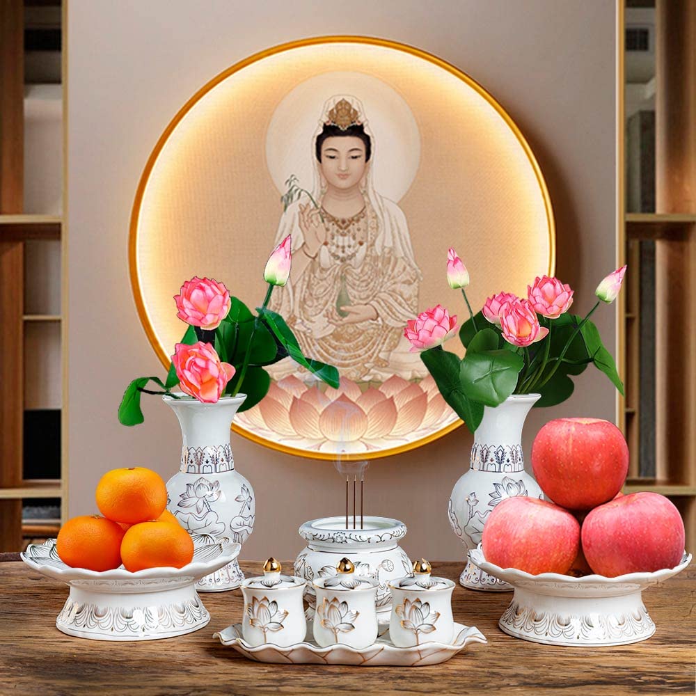 Small White Ceramic Incense Burner Pot for Praying Buddha (White)