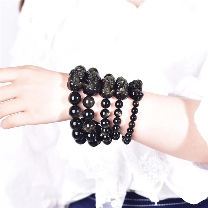 Tibetan Mala Bead Obsidian Beads Bracelet (PIXIU-14mm)