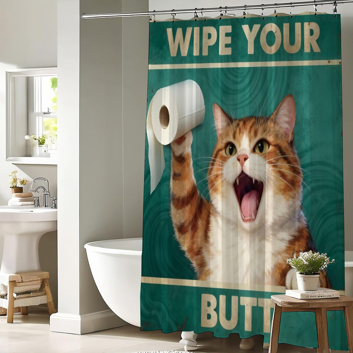 Funny Cute Cat Shower Curtain (60"W x 72"L (Pack of 1) / Funny Cat2)