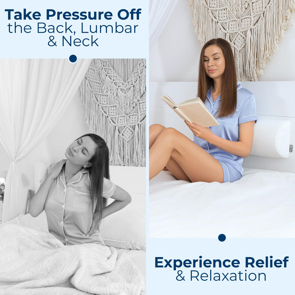 Knee Pillow for Back Sleeping (White / Standard)