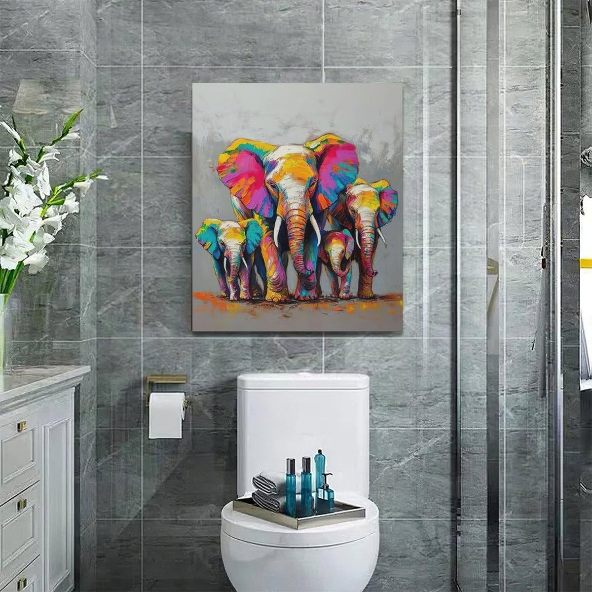 Elephant Wall Art (24"L x 20"W / Elephants)