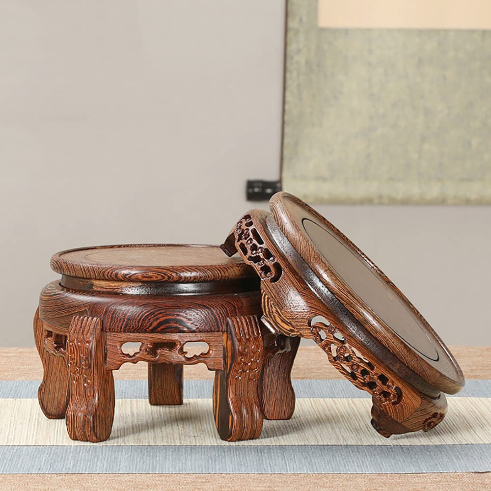 Handcrafted Circular Pedestal Vase Bonsai Statue Holder (A2-5.9'' inside diameter)