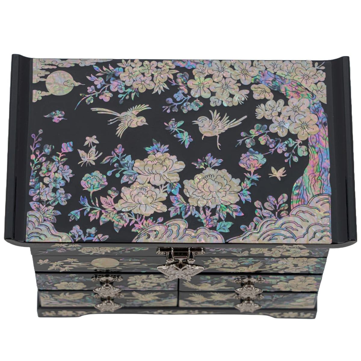 Mother of Pearl Jewelry Organizer Box (Plum Blossom)