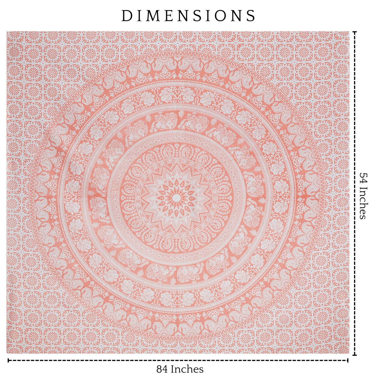 Rose Gold Mandala Tapestry for Bedroom Wall Hanging Elephant Tapestry Boho Bohemian Indian Hippy Tapestries Dorm Decor (Rose Gold / 84"L x 54"W)