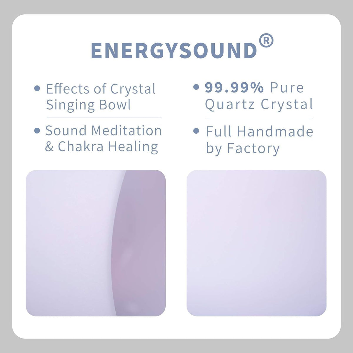 432Hz B Crown Chakra Frosted Quartz Crystal Singing Bowl 8" (8 inch / 432 Hz B note bowl)