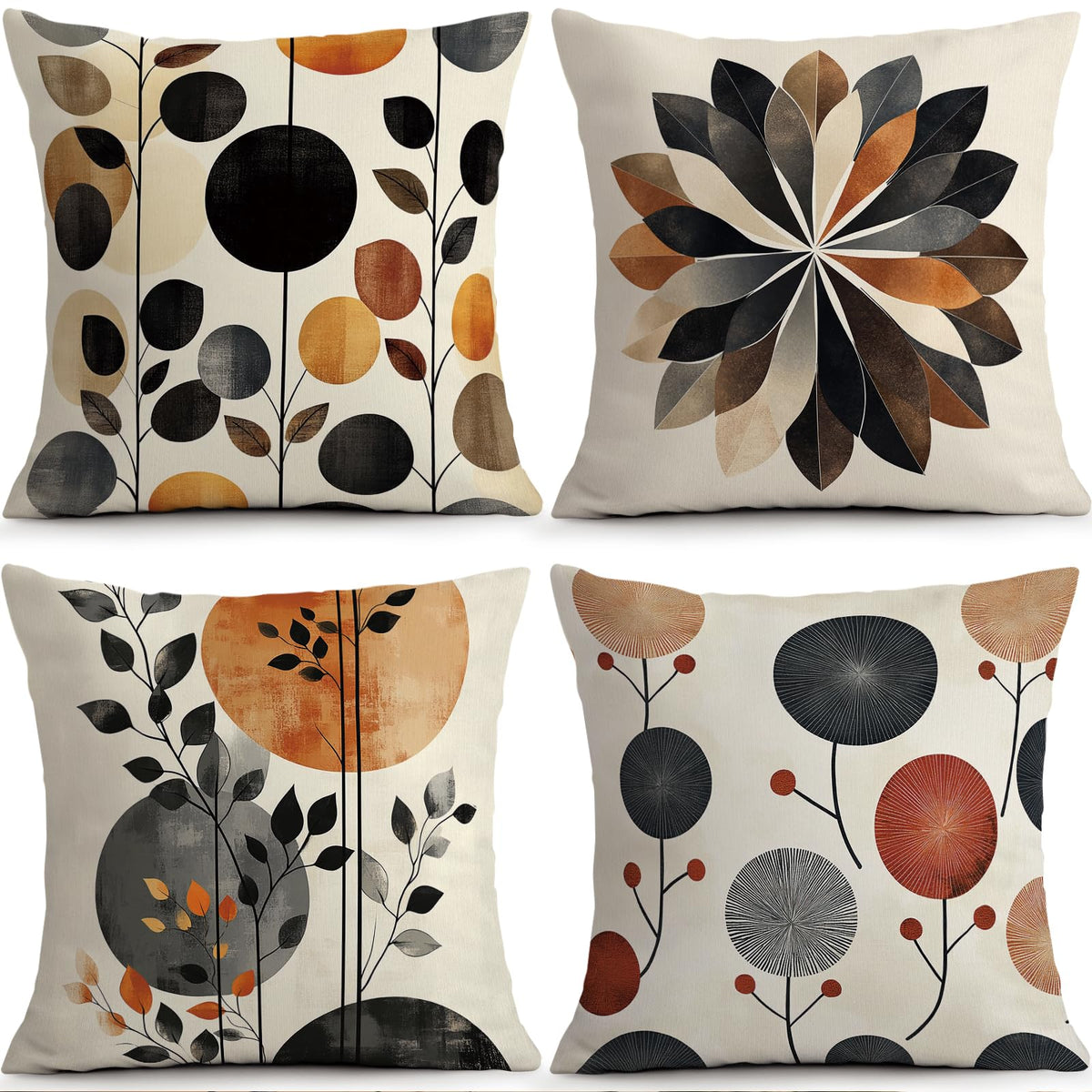 Boho Geometric Terracotta Throw Pillow Covers Set of 4 (Bohemian Geometry 40 / 18" x 18" (Pack of 4))