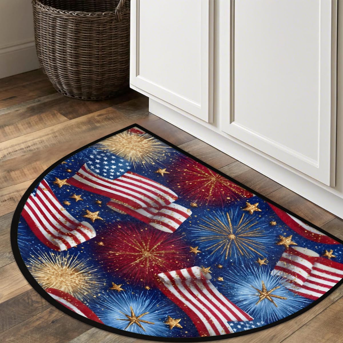 Flag American Half Round Door Mat Semi Moon Rug Fireplace Carpet Area Rugs (Z:color:77)