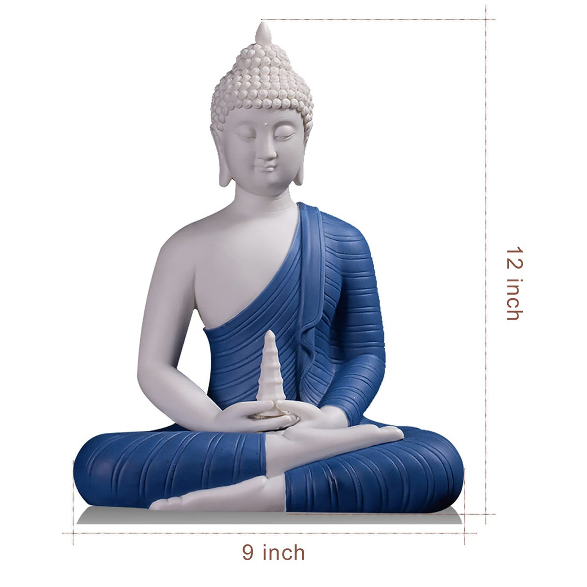 12 inch Ceramic Buddha Statues for Home Decor (Blue)