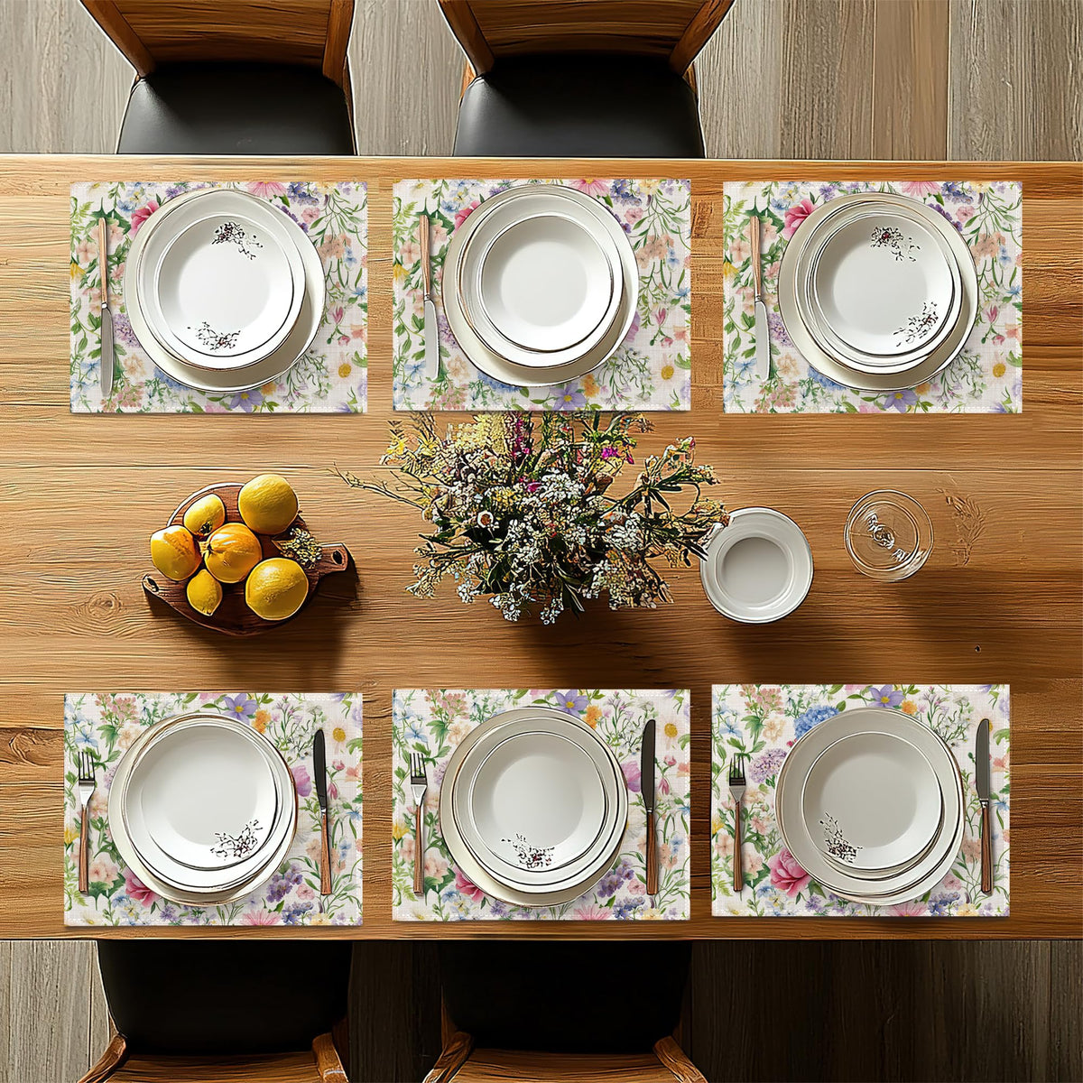 Wildflowers Placemats Set of 6 (Wildflowers Watercolor Floral)