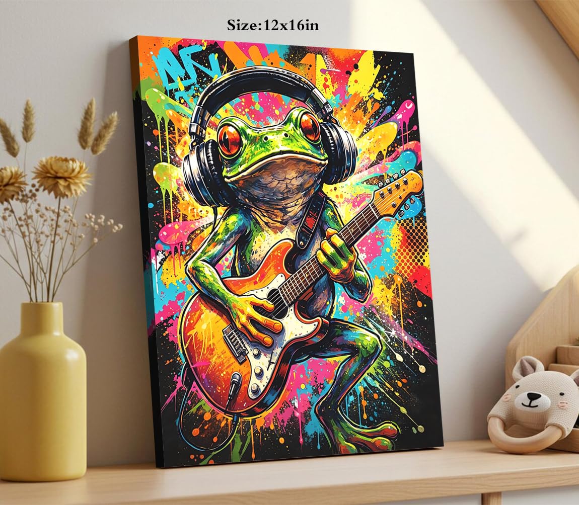 Graffiti Animals Playing Music Canvas Wall Art Funny Frog Pictures Wall Art (Graffiti Canvas Prints Funny Frog Wall Art)