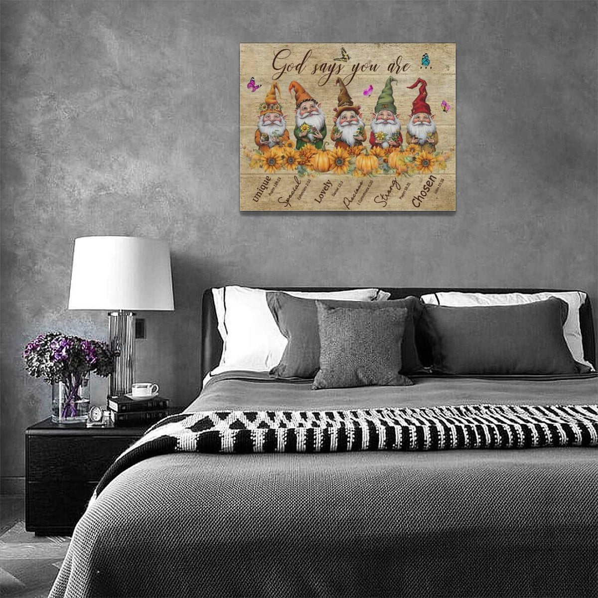 Dwarf God Says You Are Wall Art Fall Pumpkins Pictures Wall Decor Autumn Scripture Bible Verse Canvas Painting Home Modern Artwork Decorations Framed for Bathroom Living Room Bedroom Office 16x12inch (16"L x 12"W / Dwarf)