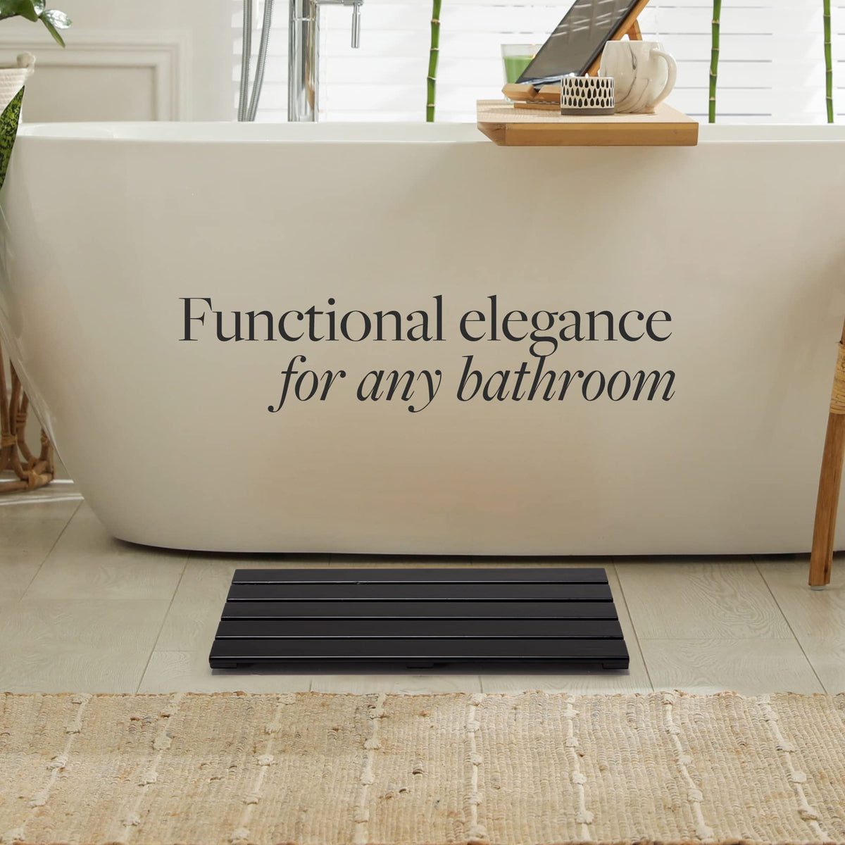Bamboo Bath Mat (Black / 19.7" x 13" (Rectangular))