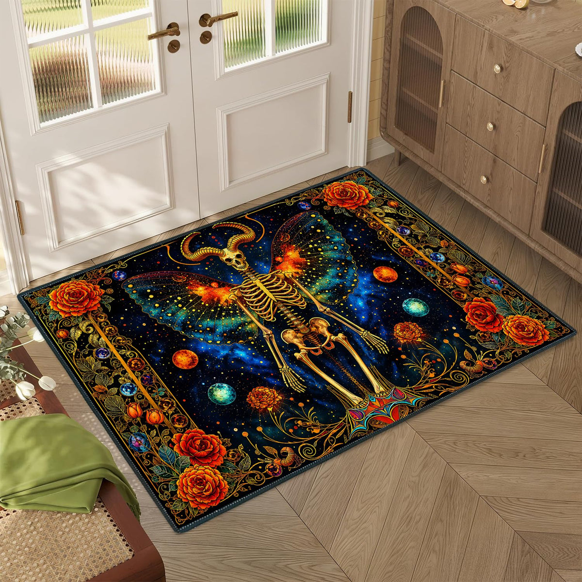 Gothic Winged Skeleton Area Rug 2x3 (047 / 2' x 3' (Rectangular))