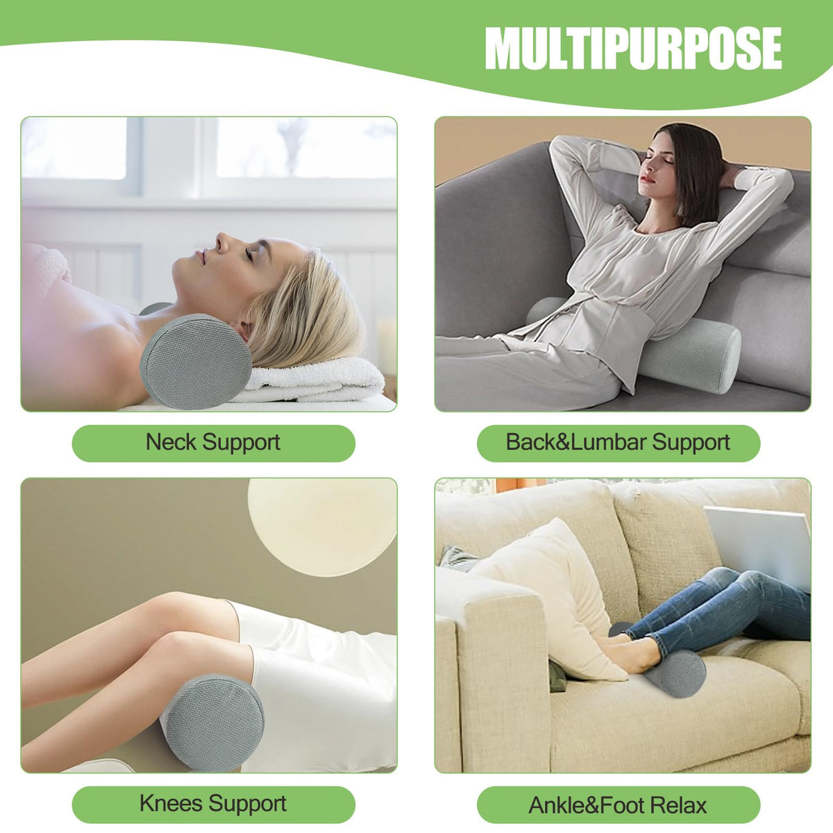 Cervical Neck Roll Pillow (Gray Style 2 / 4.7inch H X 17inche L)