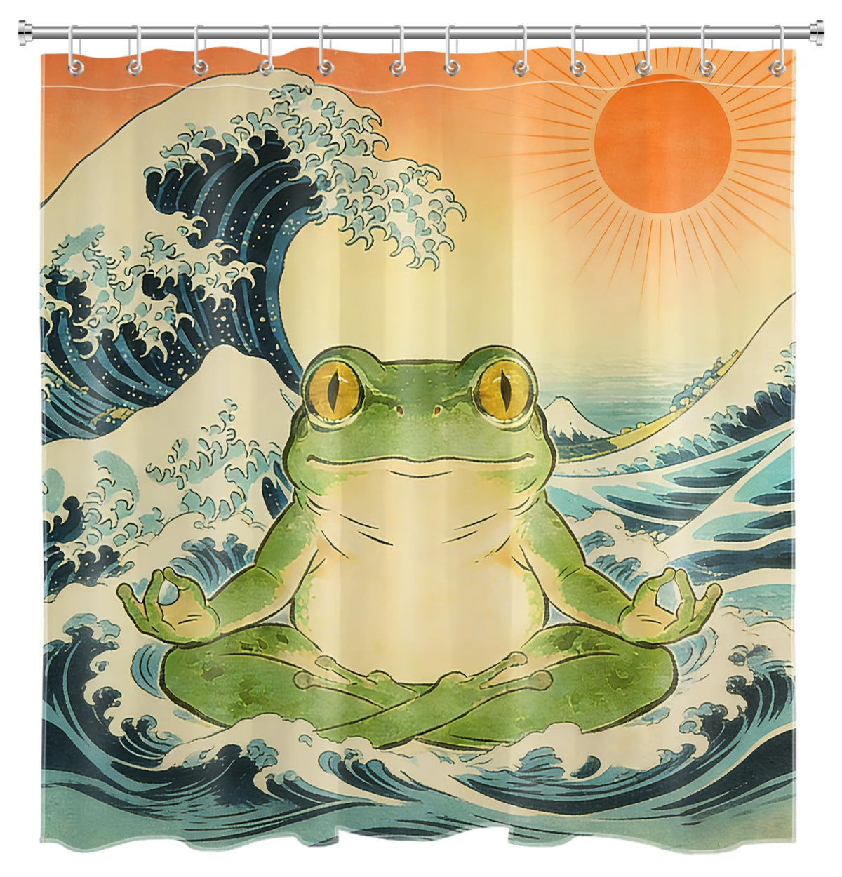 Funny Frog Shower Curtain for Bathroom (Green / 72"W x 78"L (Pack of 1))