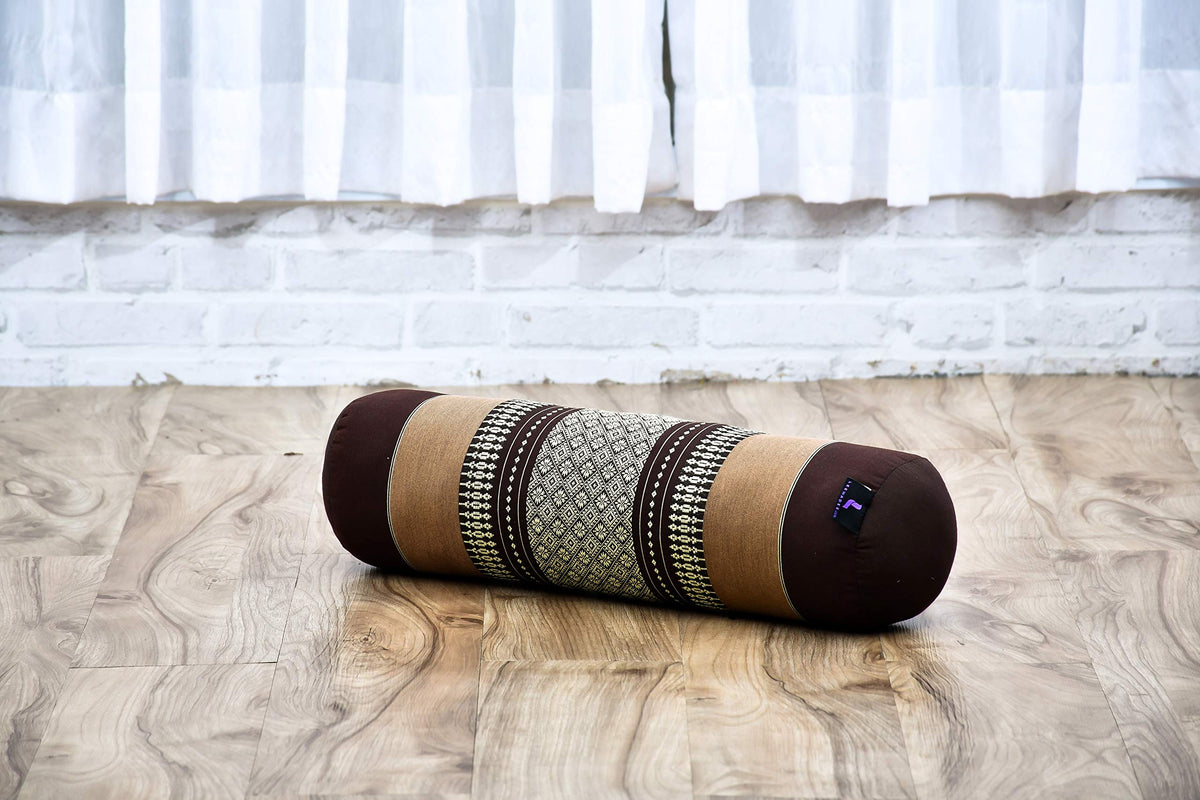 Yoga Bolster 20 x 6 x 6 inches Kapok Roll for Meditation & Massage (Sf10 - Brown)