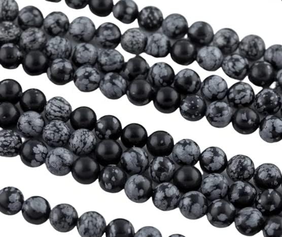 108 Pcs Snowflake Obsidian Beads for Jewelry Making 8 MM Snowflake Obsidian Gemstones Loose Stone Beads (Snowflake / 8MM, 108pcs)