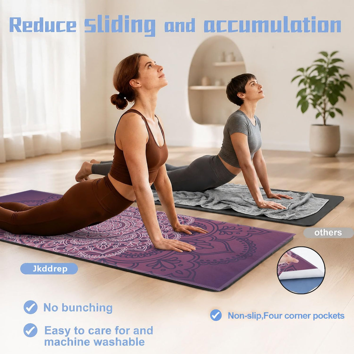 Yoga Mat Towel (Purple Flower-01 / Small)
