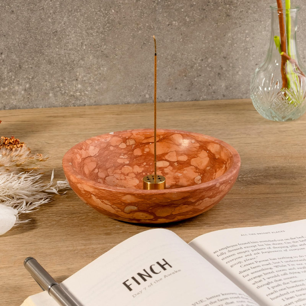 Natural Marble Incense Holder (D=130-red)