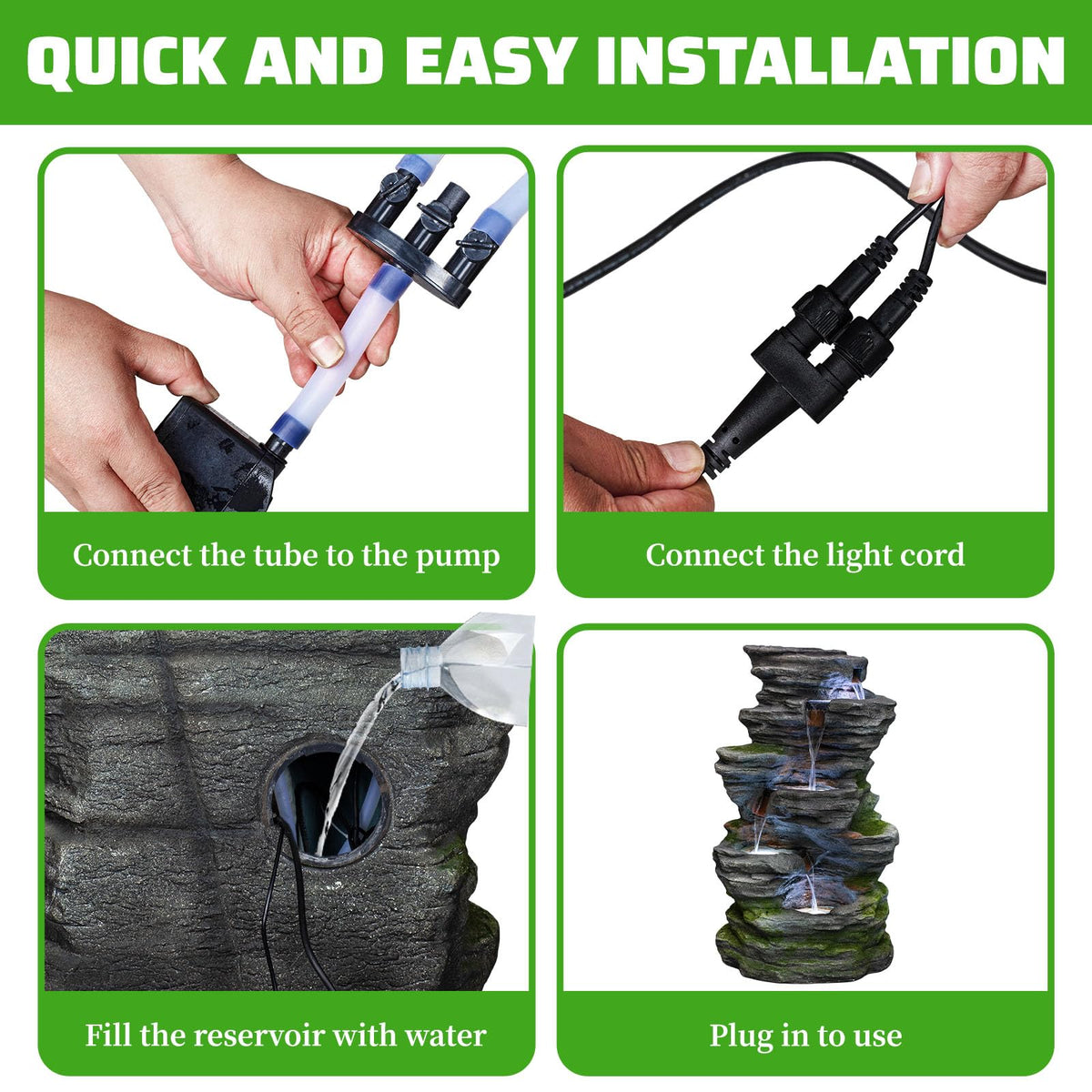 5 Tier Rock Outdoor Water Fountain