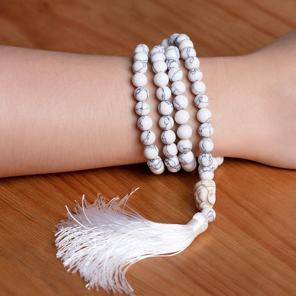 108 Mala Beads 8mm Natural Bracelet Healing Gemstone Yoga Meditation Hand Knotted Mala Prayer Bead Necklace (Turquoise,Turquoise】,White)