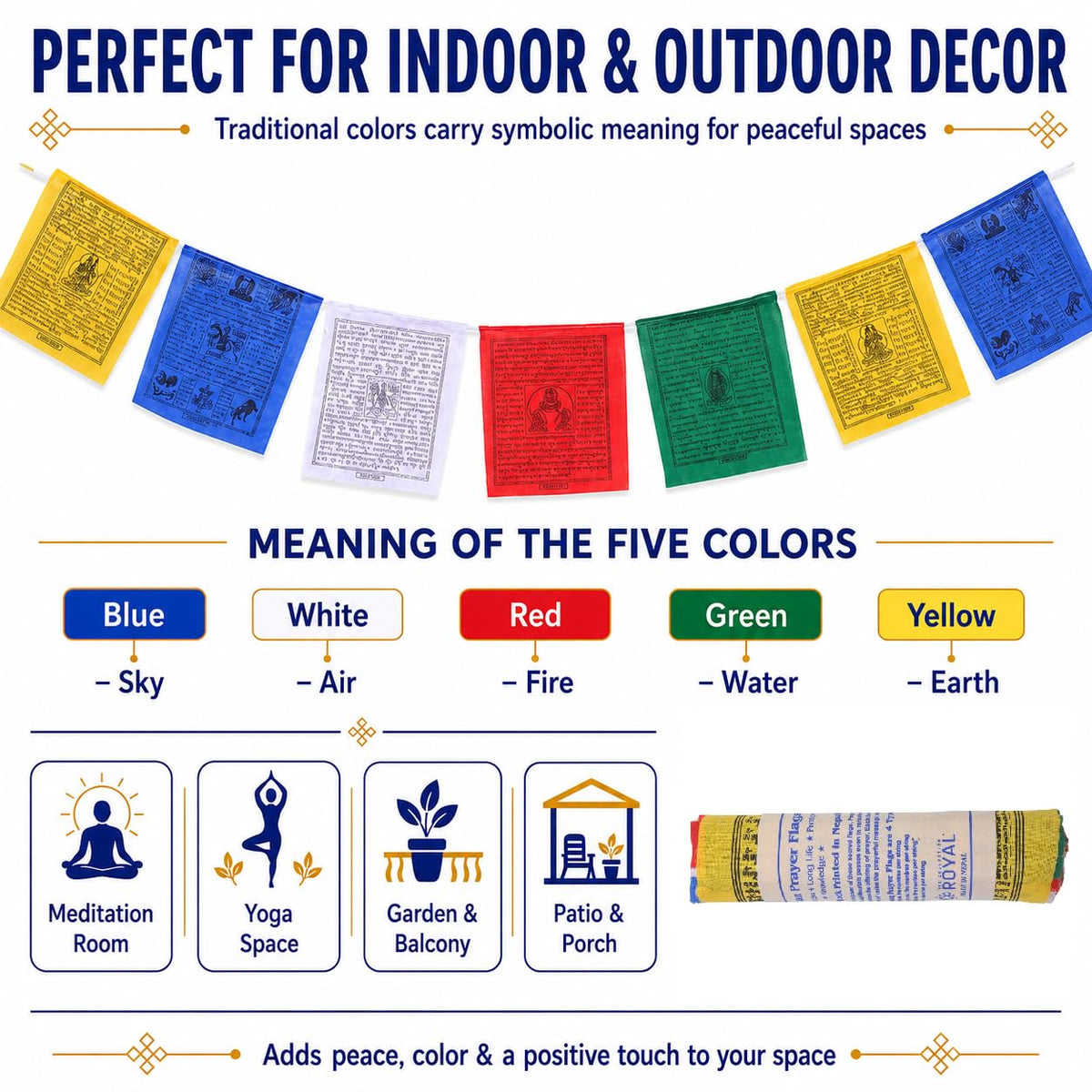 Tibetan Prayer Flags Outdoor (Medium (9.50 Inches X 8.25 Inches))