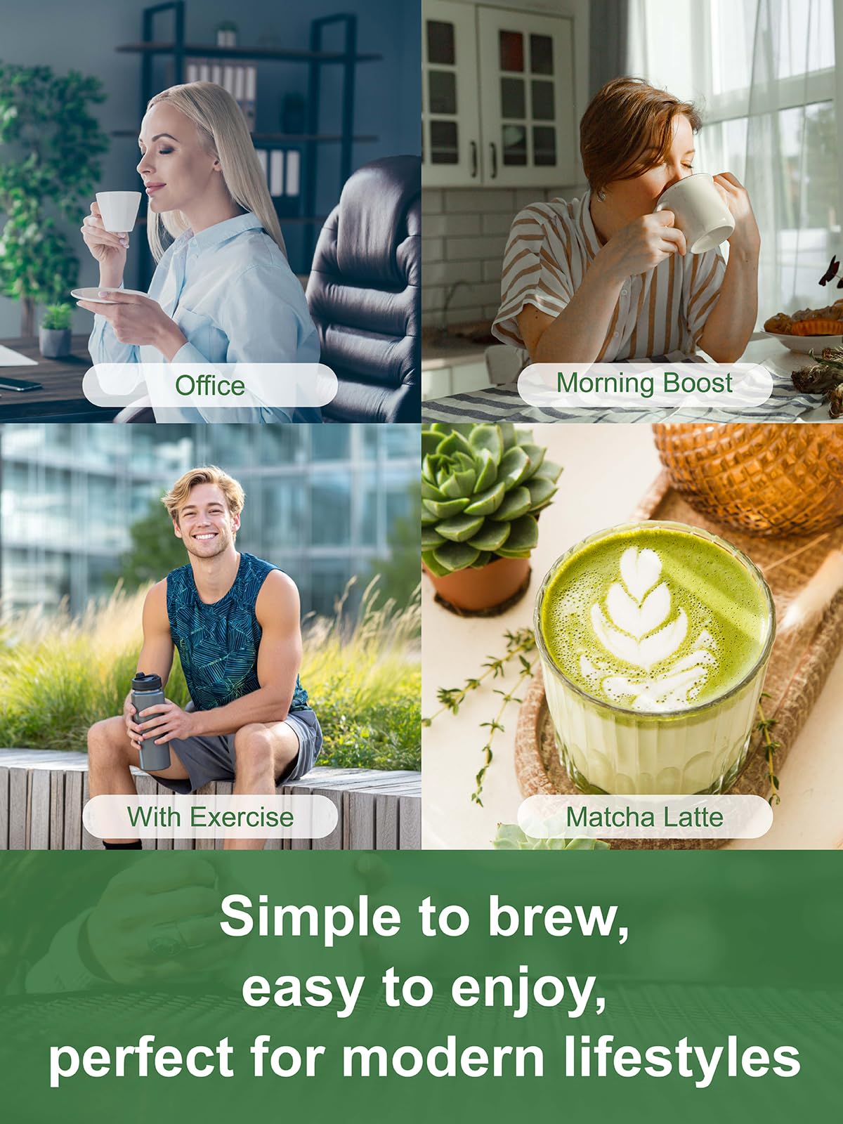 Matcha Green Tea Bags (100 Count (Pack of 1))