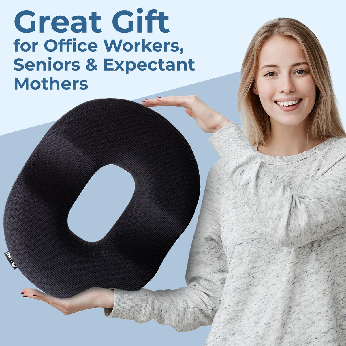 Donut Pillow for Tailbone Pain & Hemorrhoids (Blue Black)