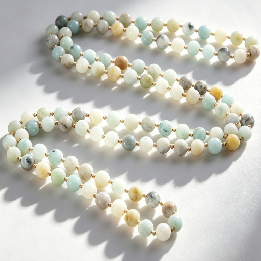 99 Amazonite Beads Boho Long Beaded Necklaces for Women Men (Amazonite)