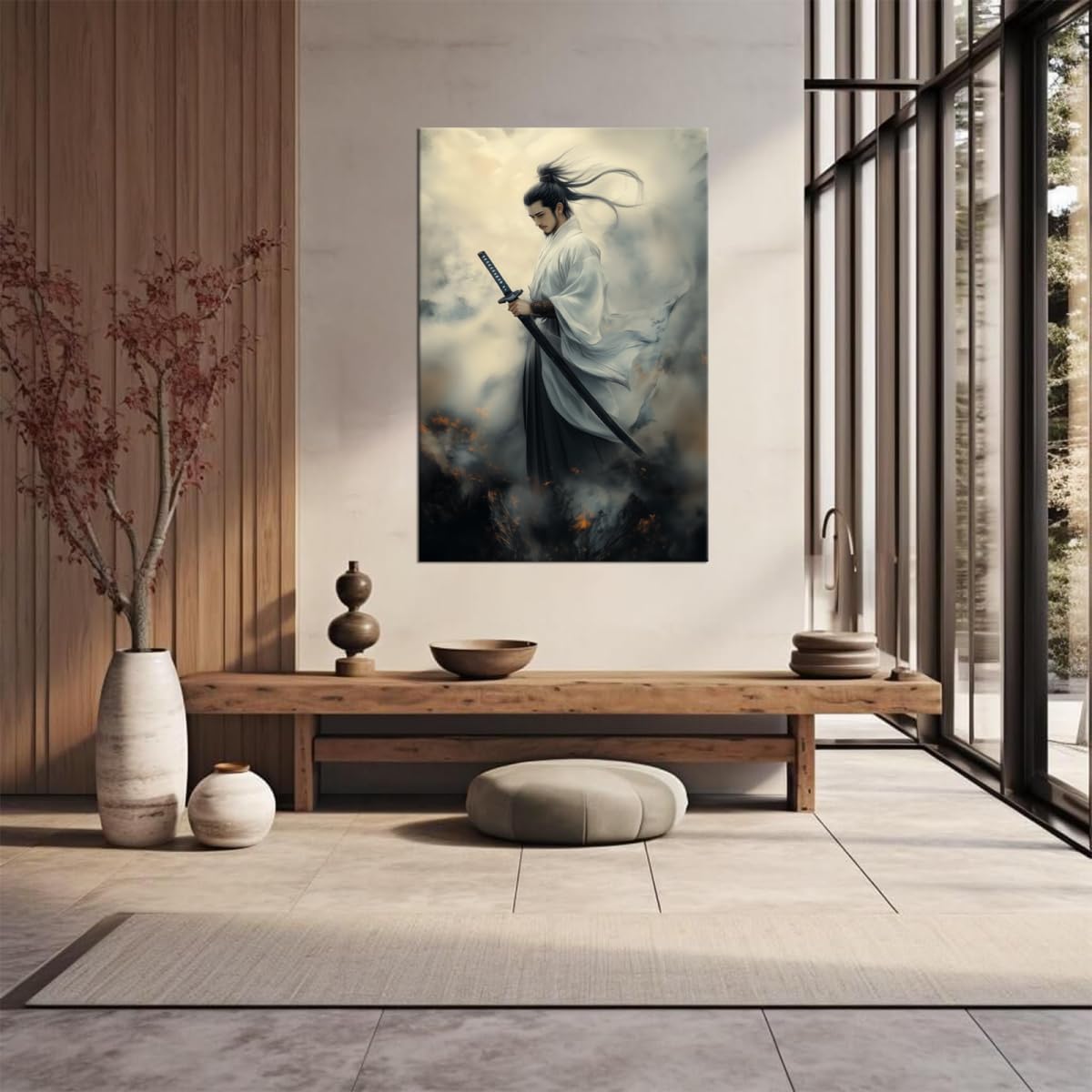 Ethereal White Robe Male Samurai Canvas Wall Art (28"L x 44"W / Samurai4)