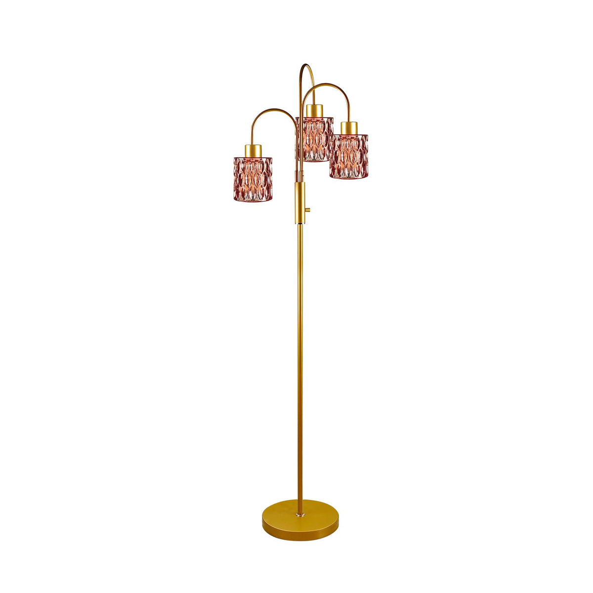 Red Glass Floor Lamp 3 (Deep Red Cylinder-Gold)