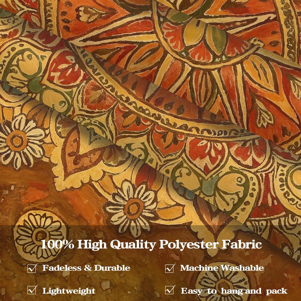 Floral Mandala Tapestry Boho Tapestry for Bedroom Brown Tapestries Wall Hanging Living Room Wall Art and Home Decor 60x80 (80"L x 60"W / Orange Brown)