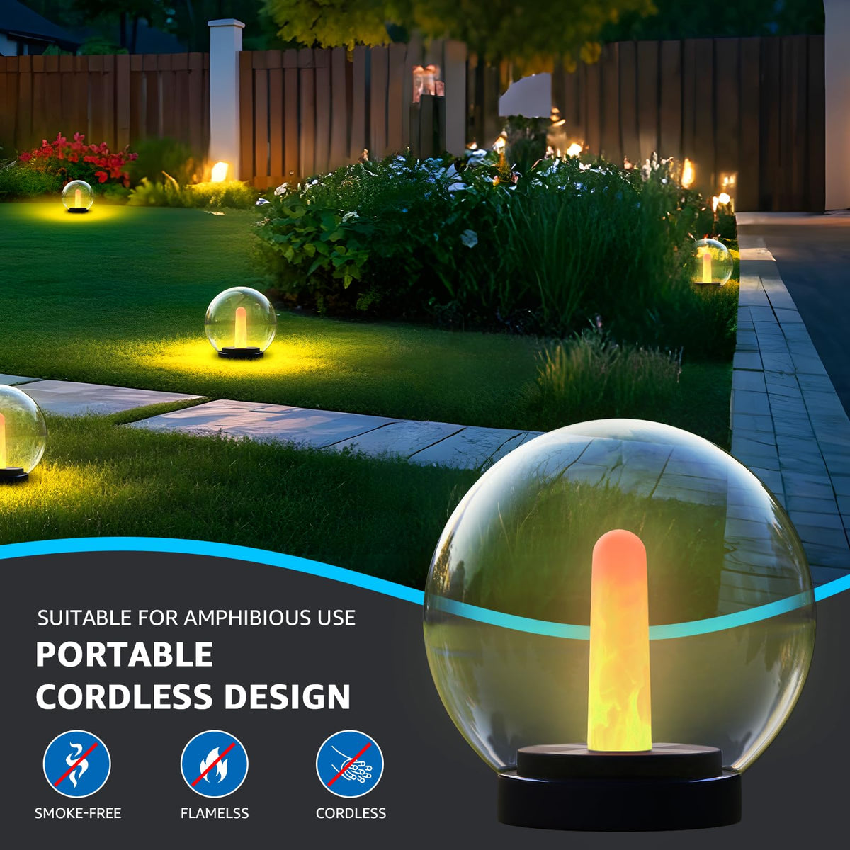2 Pack Solar Floating Pool Lights Ball Solar Powered Flickering that Float Candles Lights Outdoor Water (Ivory)