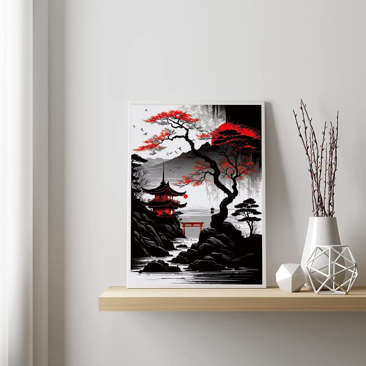 Japanese Wall Art Set of 6 (Unframed-Japanese Landscape Art Posters)