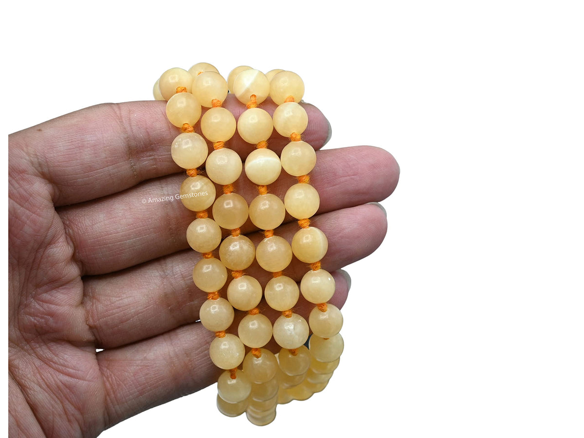 Yellow Calcite Mala Beads (Yellow Calcite / Knotted)