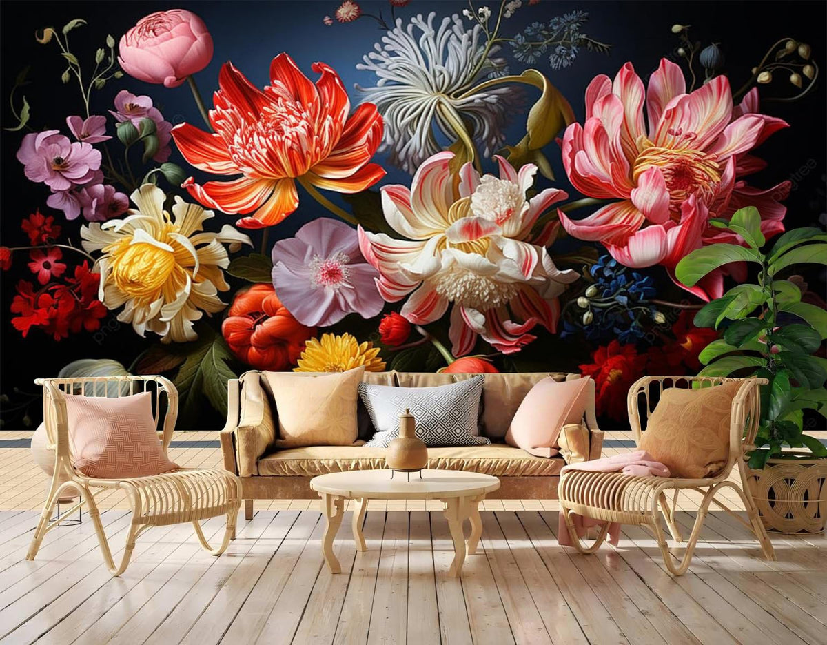Peel and Stick Wall Mural Wallpaper Floral 114"x82" Decor G16 (G16 / 114" x 82")