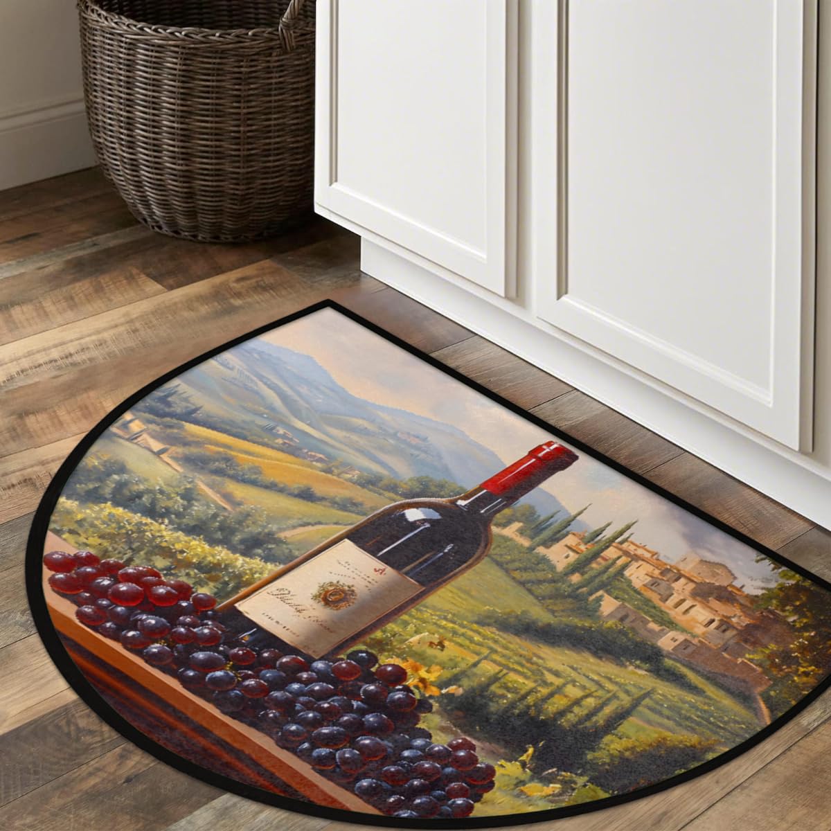 Grapes Wine Half Round Door Mat Indoor Entrance Semi Circle Area Rugs (Z Farm Grapes Wine)