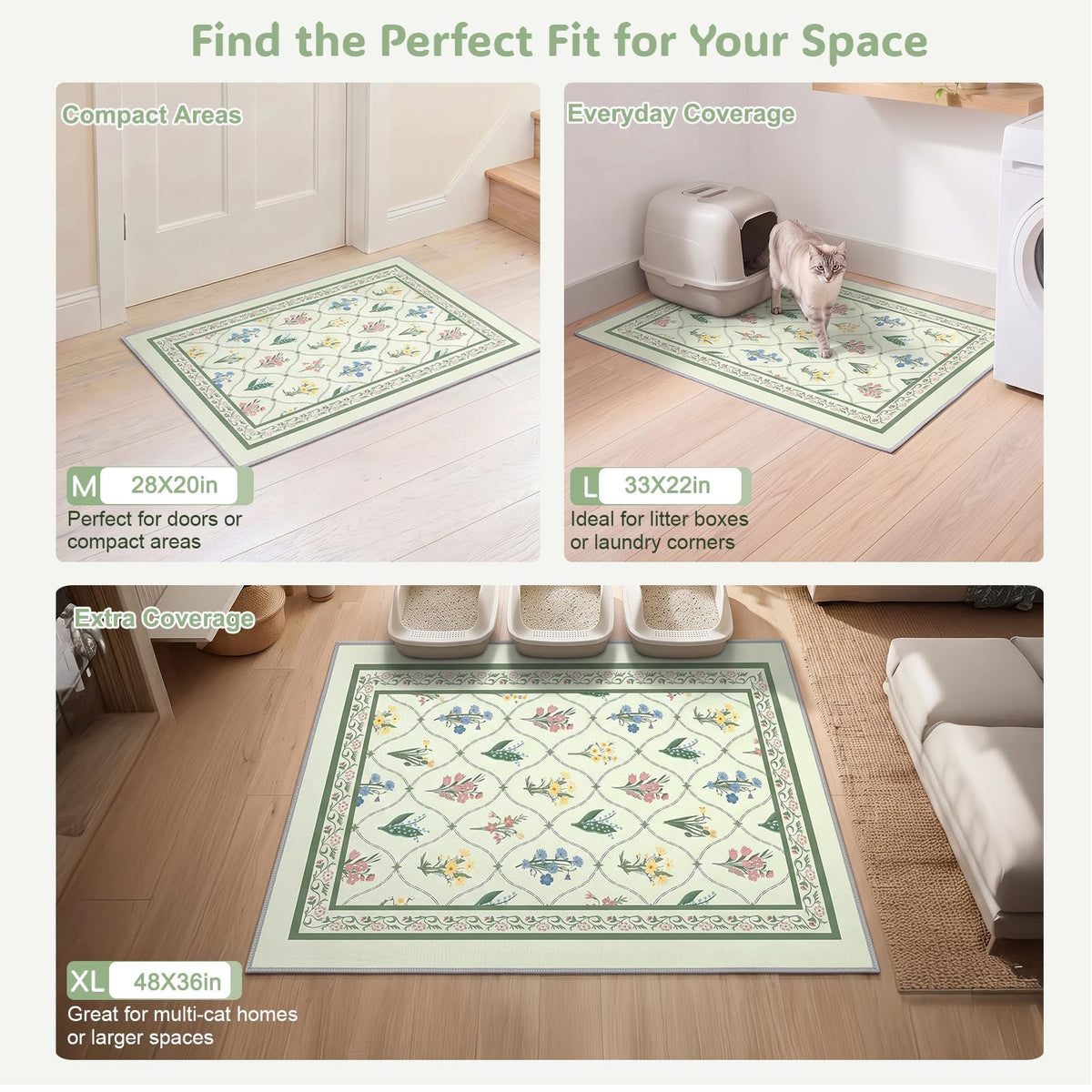Cat Litter Mat (Bean Green Branch / L(33x22in))