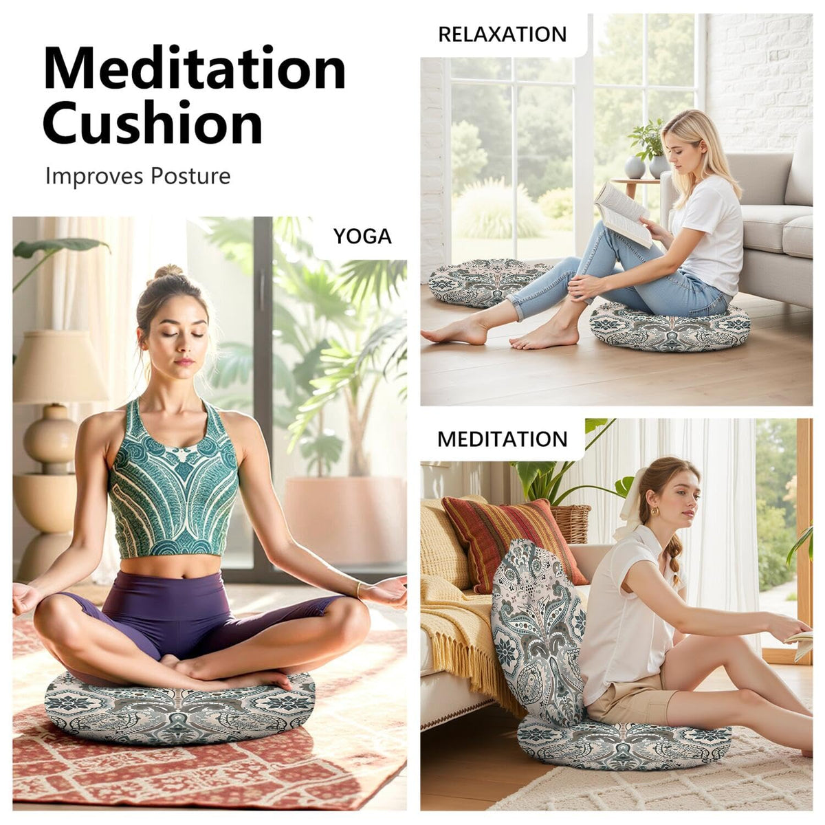 Meditation Cushion (Indian Floral / Round)