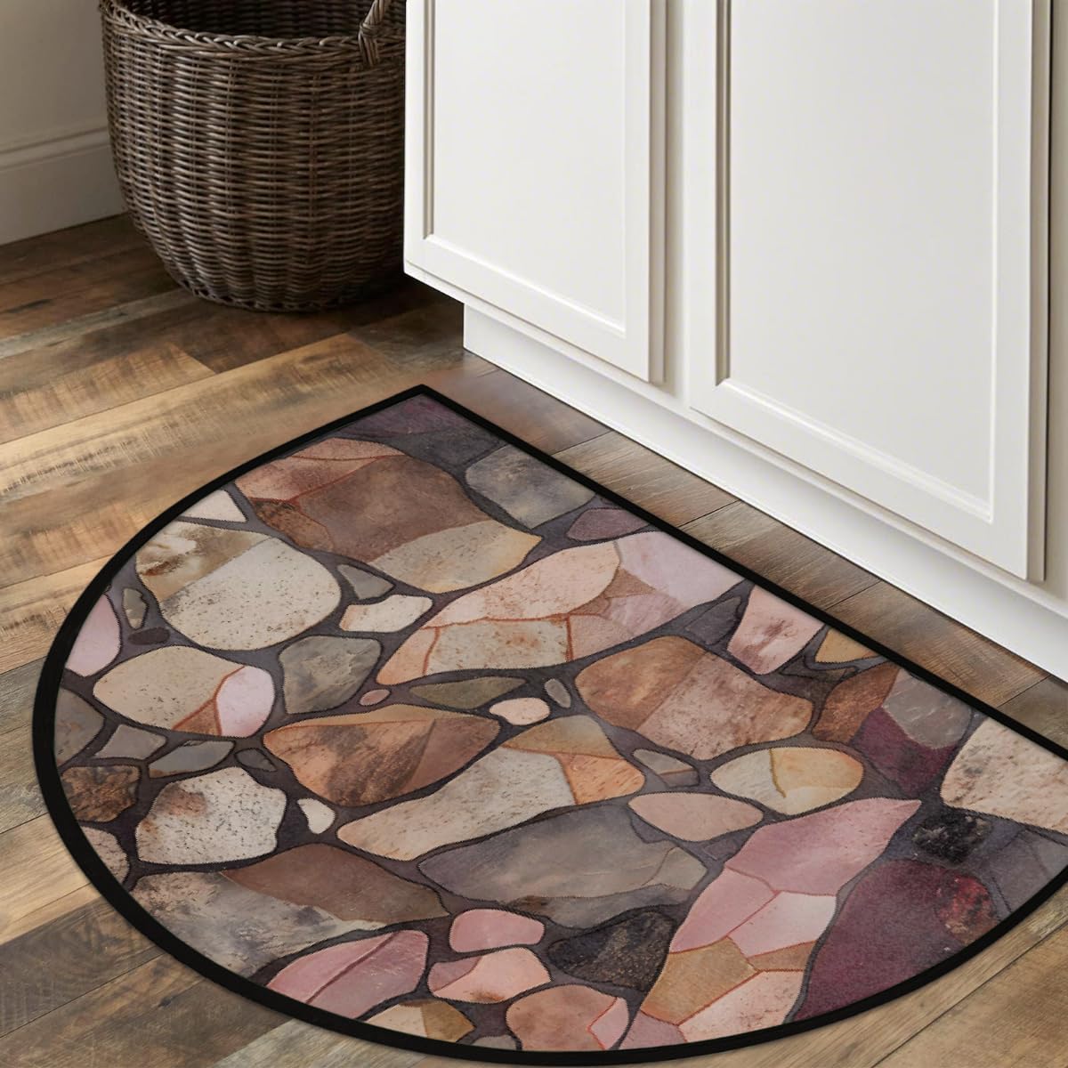Stone Half Round Door Mat Indoor Entrance Semi Circle Area Rugs (Z Stone Texture)