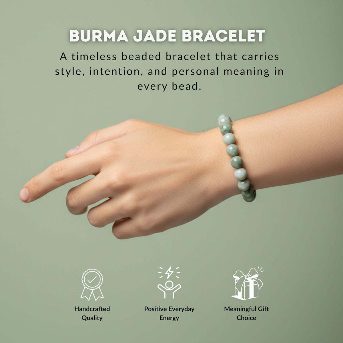 Burma Jade Bracelet 8mm Beaded Bracelet (Burma Jade / Small)